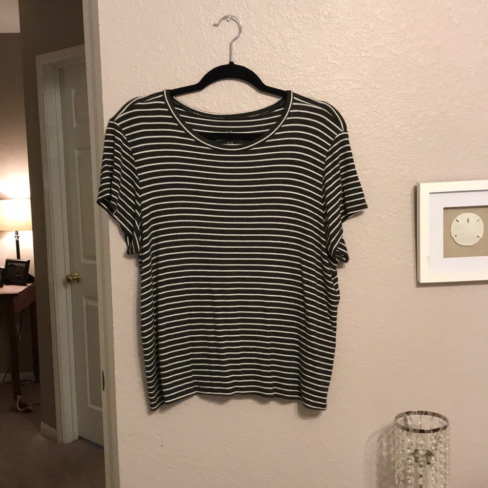 Grey and white striped shirt